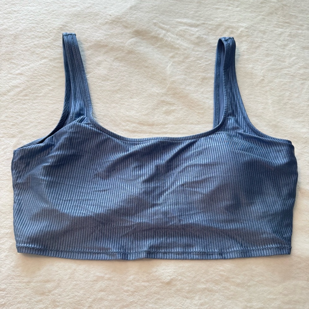 Aerie Swim Blue Ribbed Scoop Crop Bikini Longline XXL